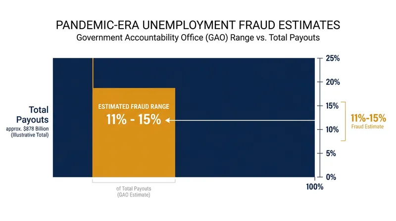 The GAO estimates that up to 15% of all pandemic-era unemployment payouts were fraudulent.