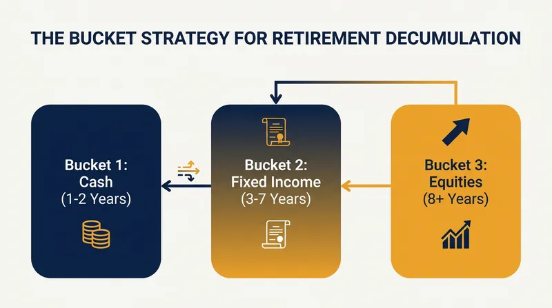 The bucket strategy insulates near-term spending from stock market volatility.