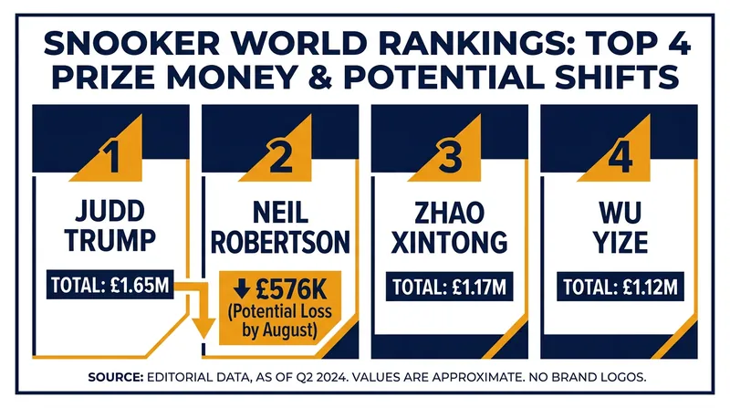 Current World Rankings and the looming points drop that threatens Judd Trump's lead.