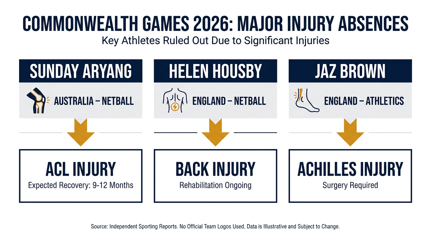 Major international absences for the Glasgow 2026 Commonwealth Games.