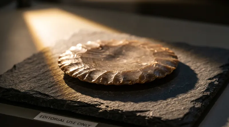 A rare disc-shaped flint knife found in the post pits is believed to be a symbolic representation of the sun.