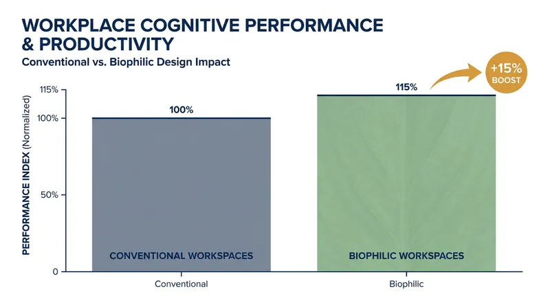 Employees in environments featuring natural light and organic materials consistently report higher productivity and lower cognitive fatigue.