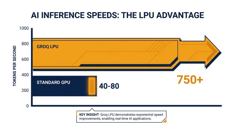 Specialized inference hardware can deliver an order-of-magnitude increase in token generation speed.