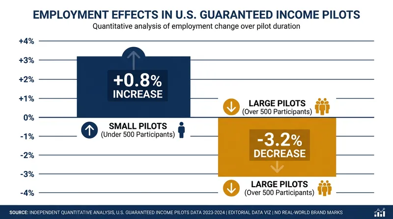 Employment effects vary significantly based on the scale and design of the pilot program.