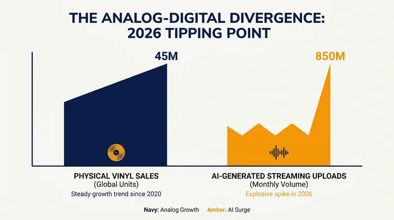 As AI-generated tracks flood streaming platforms, listeners are increasingly turning to physical media.