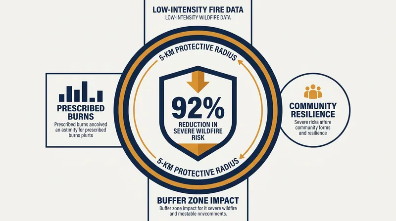 Low-severity fires immediately cut the risk of severe wildfires by 92%, with protection extending up to 5 kilometers.