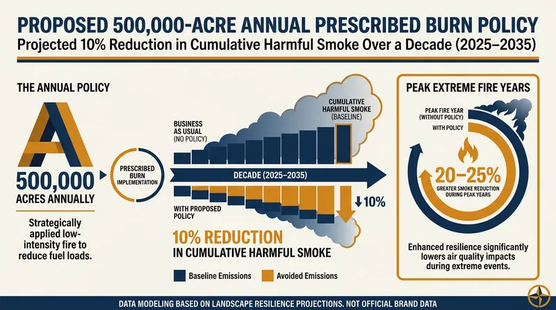Modeling suggests that treating 500,000 acres annually in California would yield a 10% reduction in cumulative smoke pollution.