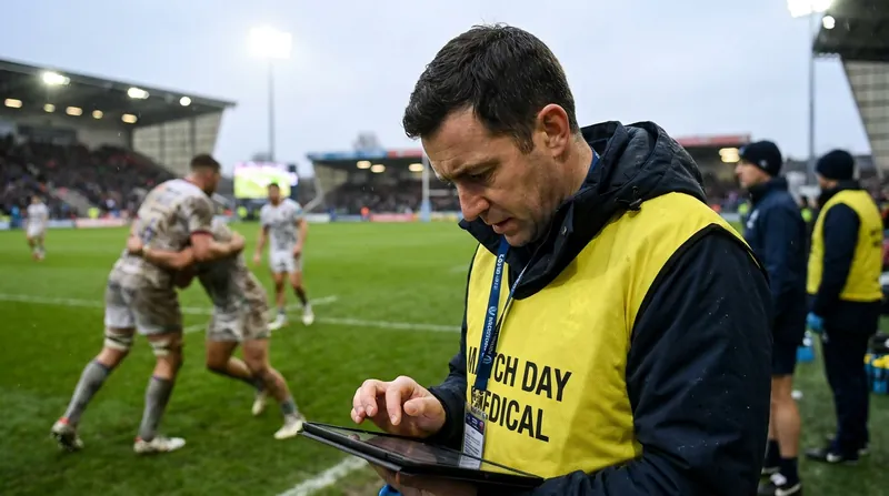 Independent match-day doctors receive instant Bluetooth alerts when a player sustains a high-force impact.
