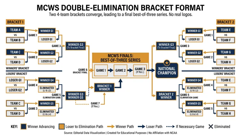 How the 64-team NCAA tournament narrows down to a final best-of-three series in Omaha.
