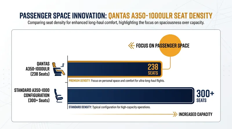 To maximize passenger comfort, the Qantas jets feature the lowest seat density of any A350-1000 in service.