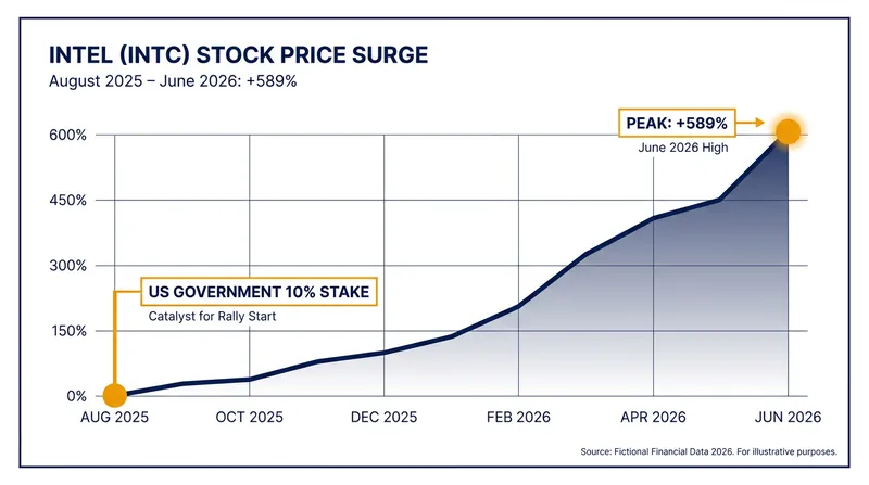 Intel's stock has seen a historic 589% rally since the US government took a 10% equity stake in August 2025.