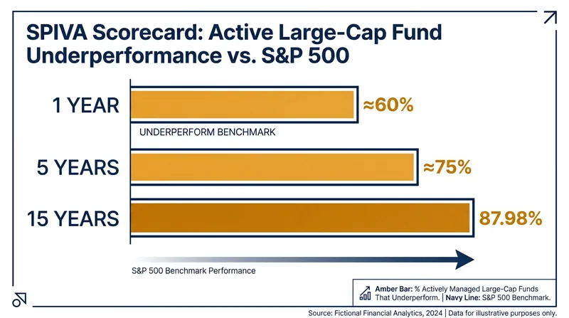 Over a 15-year horizon, nearly 90% of highly paid professional fund managers fail to beat the benchmark index.