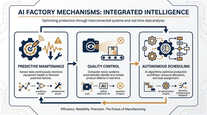 AI serves as a workforce multiplier by automating cognitive and repetitive tasks across the factory floor.