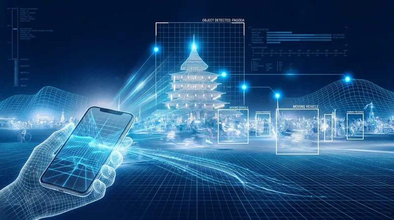 The app uses on-device machine learning to map the geometry of a room in real time.
