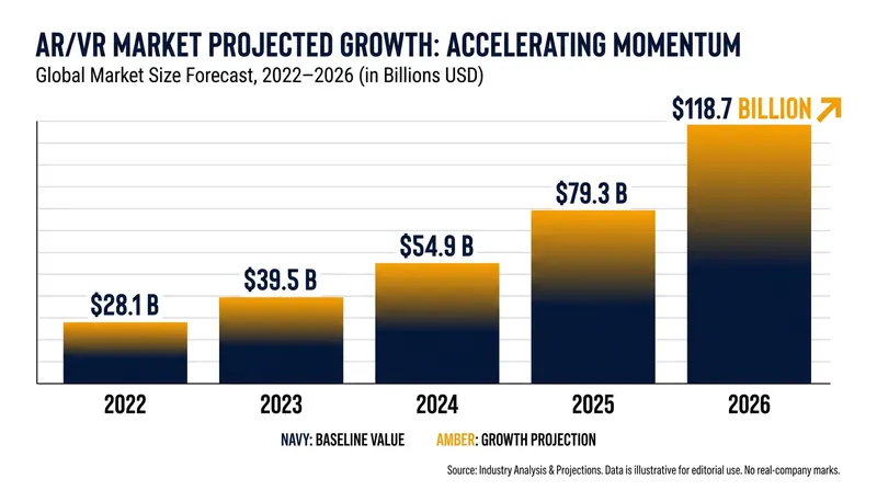 The combined AR and VR market is projected to see massive growth as spatial computing matures.