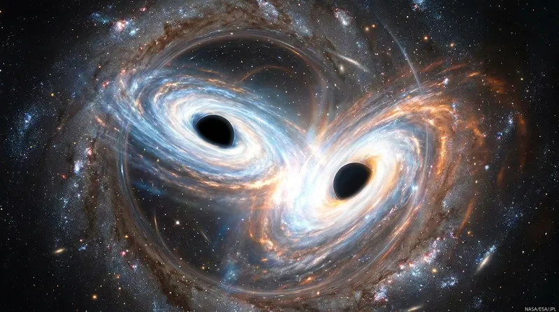 Supermassive black hole binaries, formed when galaxies merge, are believed to be the primary source of the gravitational wave background.