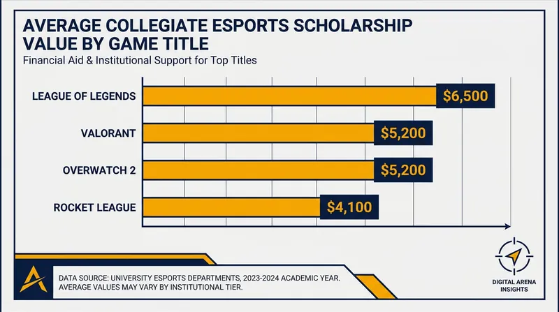 Average collegiate scholarship values vary significantly based on the game title and its developer support.