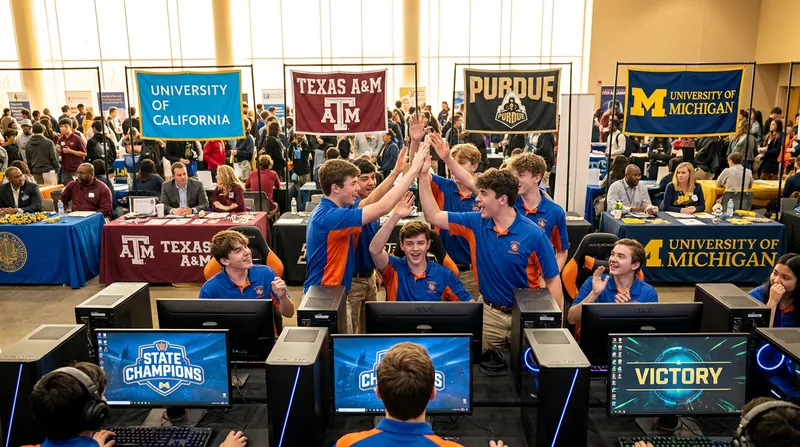 High school state finals now frequently feature dedicated college recruitment fairs for digital athletes.