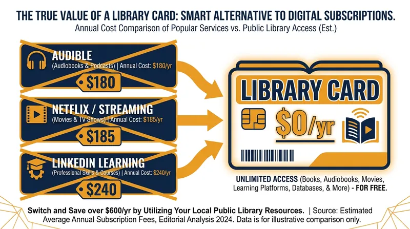 A single library card can replace hundreds of dollars in annual digital subscription fees.