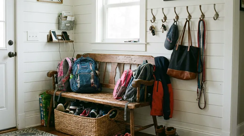 Creating intuitive 'drop zones' where items naturally accumulate reduces the friction of tidying up.