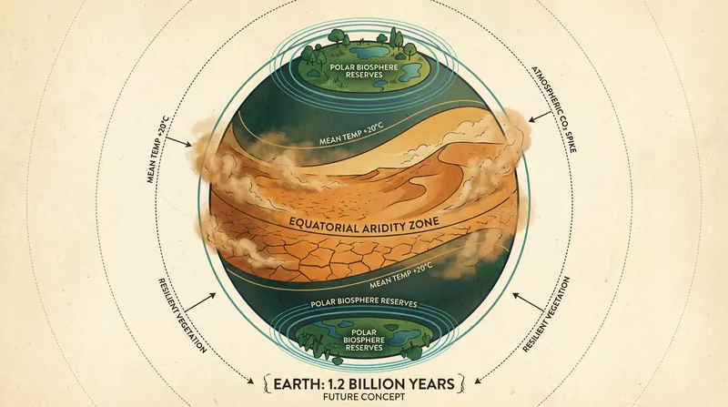 In the deep future, complex life will likely migrate toward the poles as the equator desertifies.