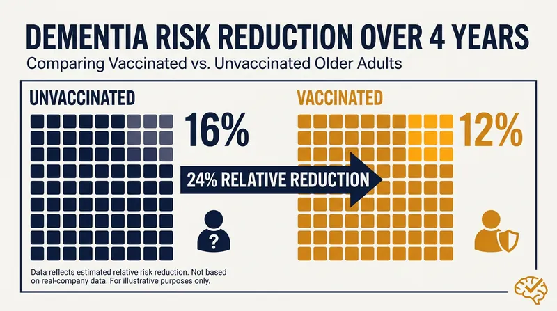 Older adults who received the recombinant shingles vaccine showed a marked decrease in dementia diagnoses.