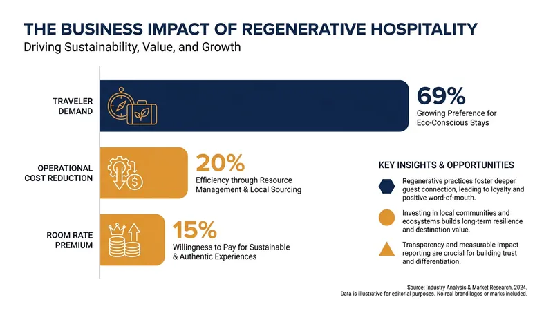 The financial and consumer demand metrics driving the shift toward regenerative hospitality.