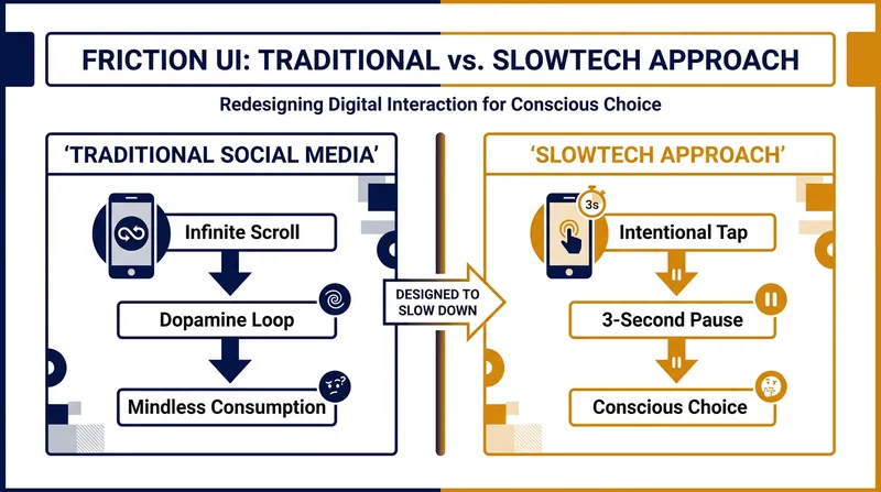 How mindful friction breaks the automatic dopamine loop of infinite scrolling.