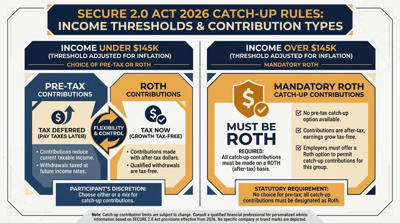 How the new SECURE 2.0 Act provision dictates catch-up contribution types based on prior-year FICA wages.