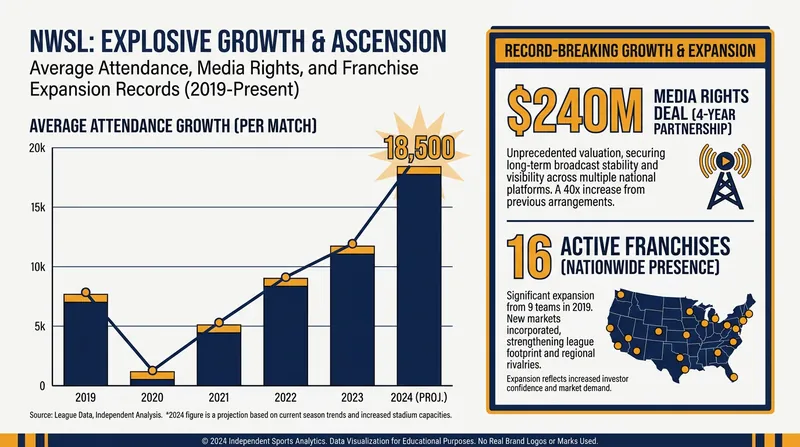 The league's financial and attendance metrics have transformed over the past five years.