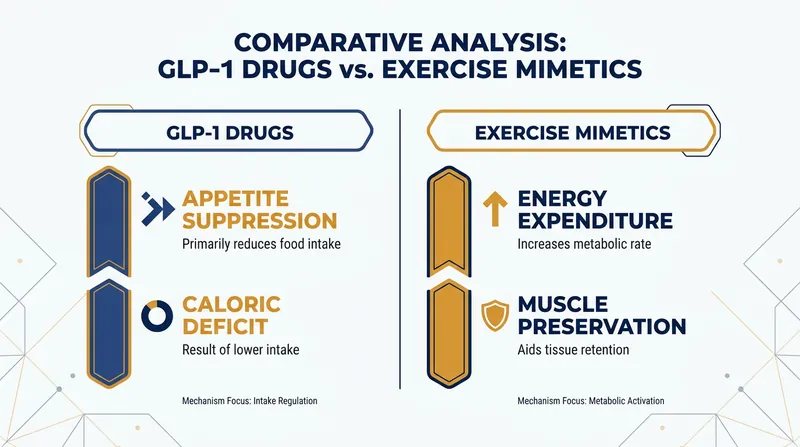 Unlike GLP-1 drugs that reduce caloric intake, exercise mimetics focus on increasing energy expenditure.