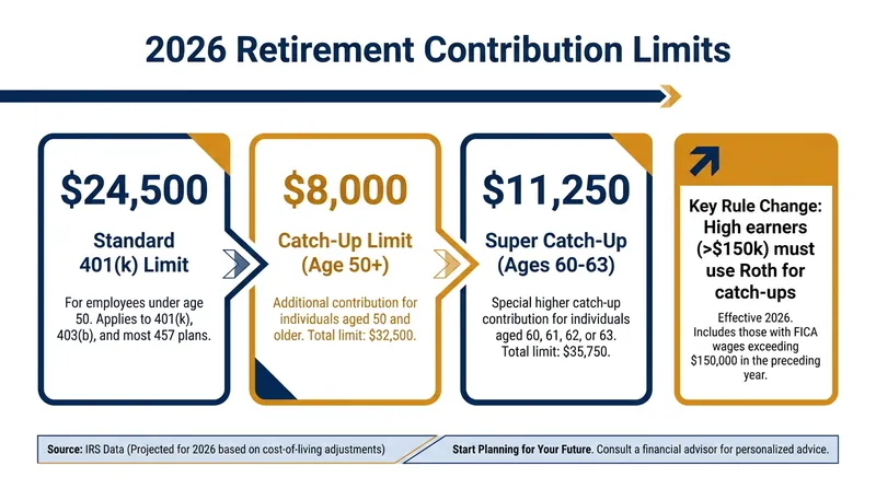 New SECURE 2.0 rules taking effect in 2026 change how older workers can save for retirement.