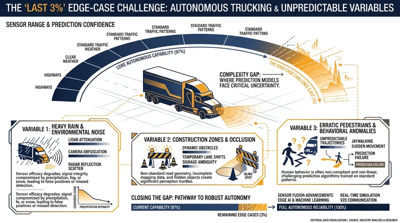 Engineers warn that validating safety in unpredictable 'edge cases' requires hundreds of billions of miles of real-world data.