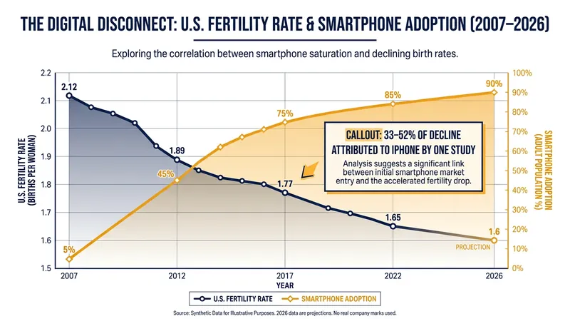 While the fertility drop correlates with smartphone adoption, experts debate the actual causation.