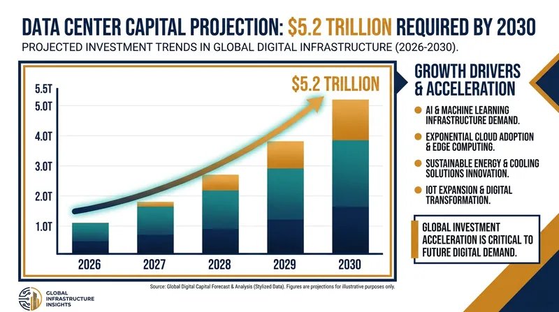 The global compute power value chain will require an estimated $5.2 trillion in infrastructure investments by 2030.