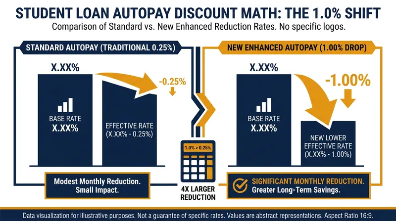 The new policy quadruples the standard autopay discount for a two-year period.