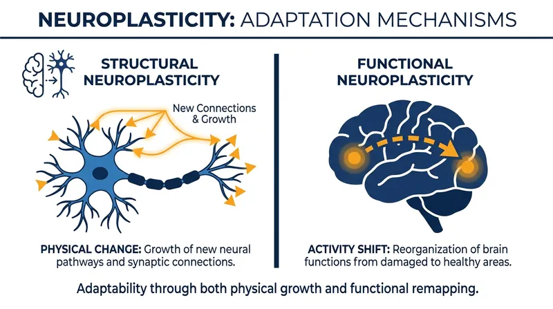 The brain adapts through both physical growth and the remapping of existing networks.