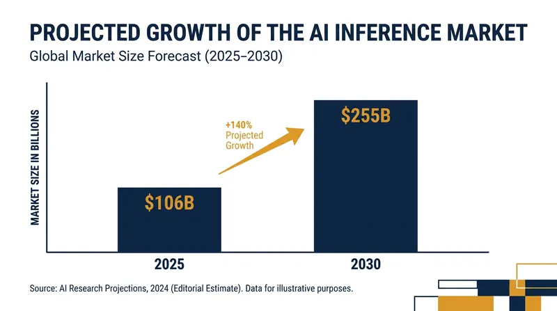 The global market for AI inference hardware and software is projected to more than double by the end of the decade.
