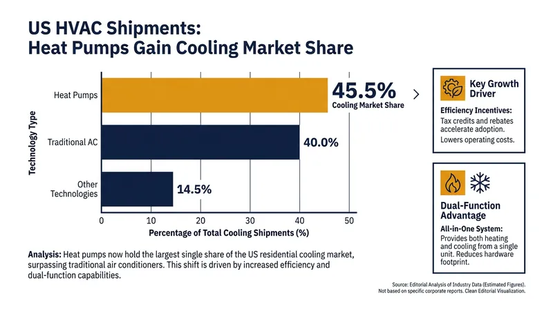 Heat pumps now account for nearly half of all residential cooling equipment shipments in the U.S.