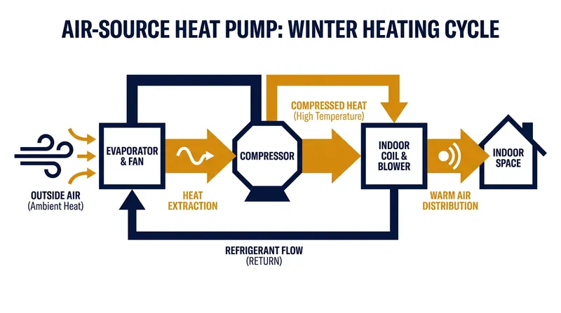 Unlike traditional furnaces, heat pumps transfer ambient heat from the outdoors into the home.