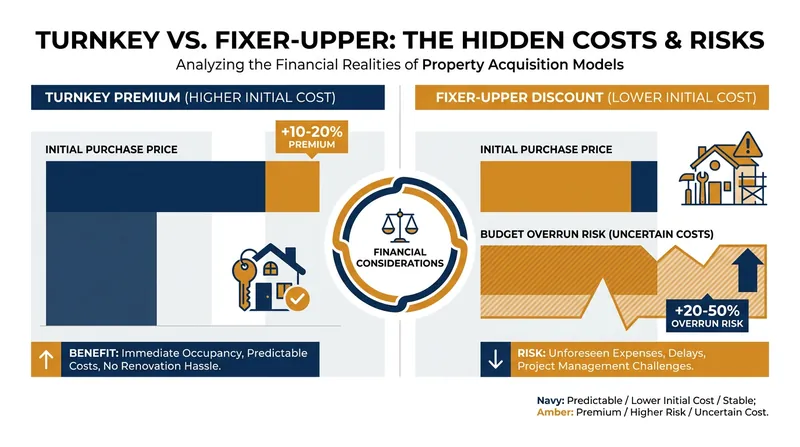 Turnkey homes command a premium, while fixer-uppers carry the risk of budget overruns.