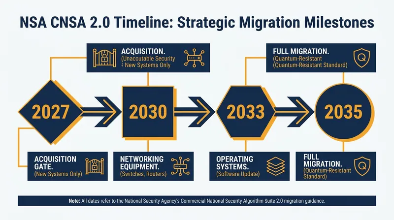 The NSA has established strict deadlines for migrating National Security Systems to post-quantum cryptography.
