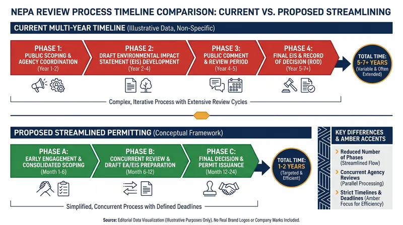Permitting reform aims to drastically reduce the time it takes to approve and build clean energy infrastructure.
