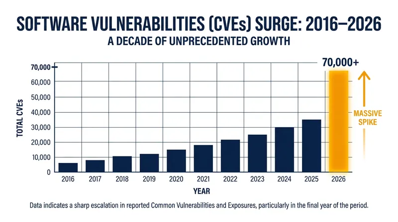 The FIRST forecasting team projects a record 66,000 CVEs in 2026, driven by AI-assisted discovery.