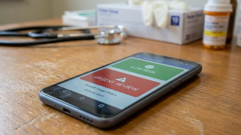 The interface is designed for rapid triage, providing clear recommendations without requiring extensive technical training.