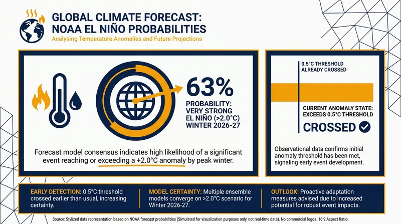 NOAA models indicate a high probability of a 'very strong' El Niño developing by late 2026.