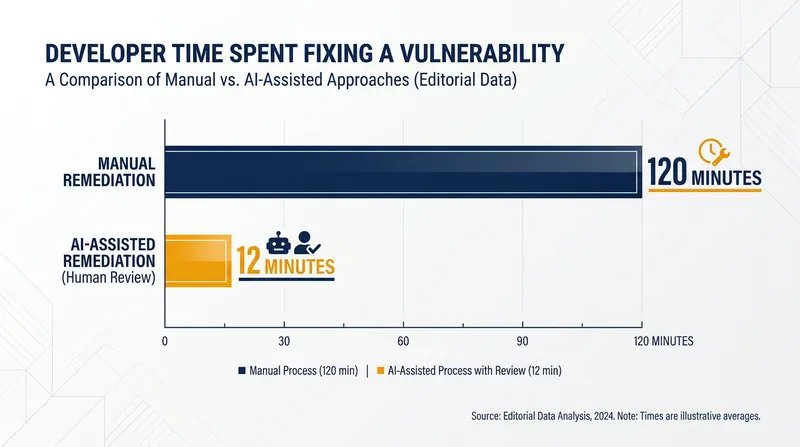 AI drafting reduces the time developers spend resolving security alerts by roughly 90 percent.