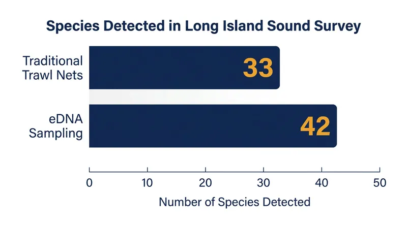 eDNA frequently outperforms traditional physical surveys in detecting species richness.