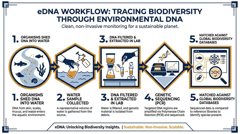 How environmental DNA is captured and analyzed.