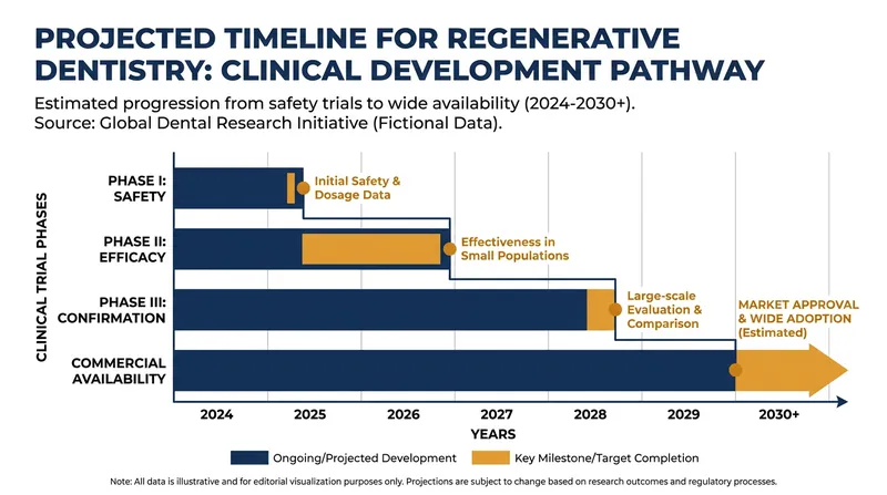 While Phase I safety trials have concluded, commercial availability of tooth regeneration therapies remains years away.